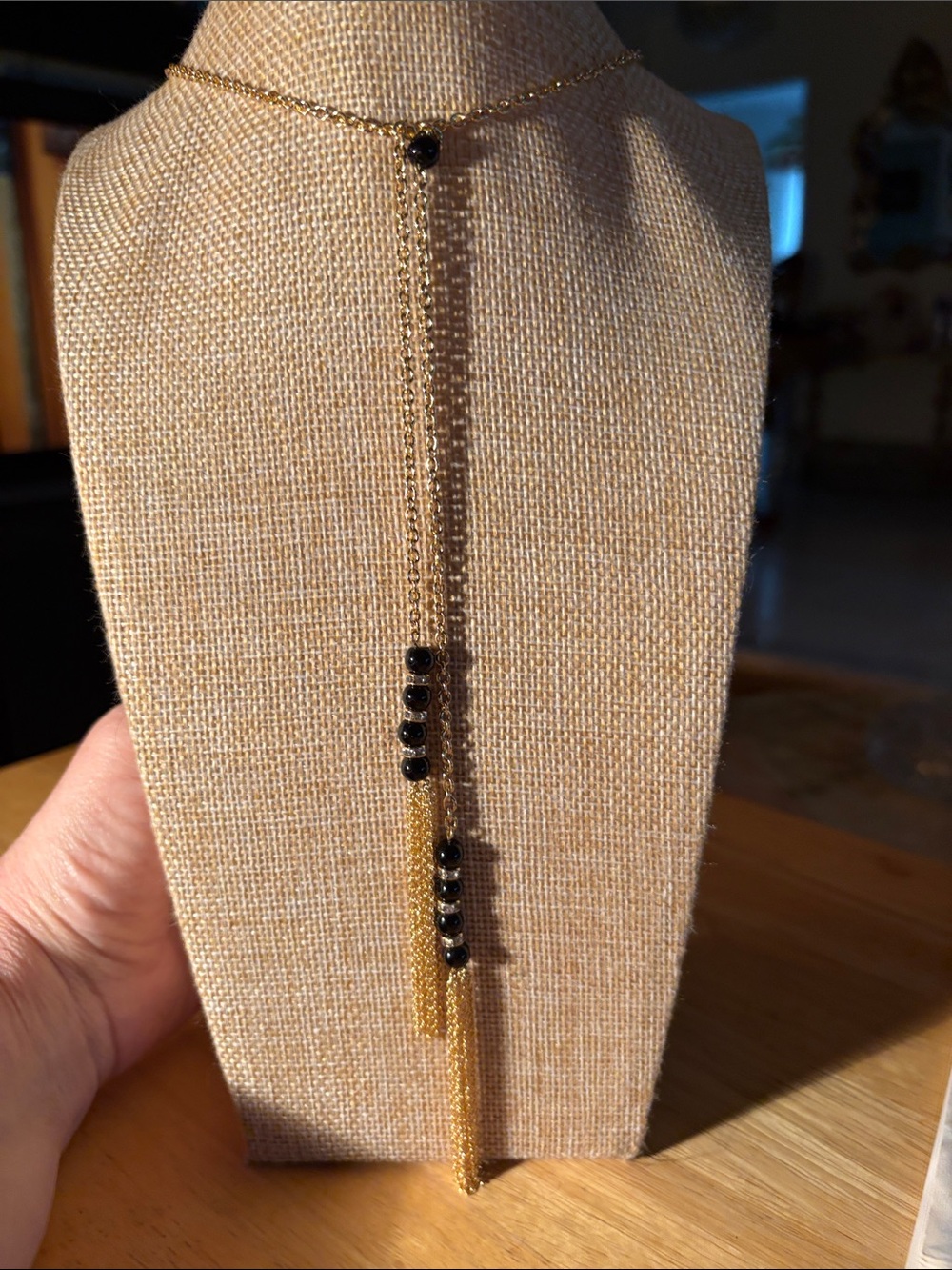 0211) NWT Ettika Delicate Gold Tassel Drop Lariat Necklace Boho Chic